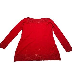 Oliver by Escio Red Rhinestone Embellished Tunic Sweater Womens‎ XL Long Sleeve